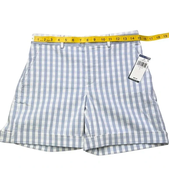 Lauren Ralph Lauren Gingham Shorts Blue White Size 2 Cuffed NWT - Picture 8 of 9